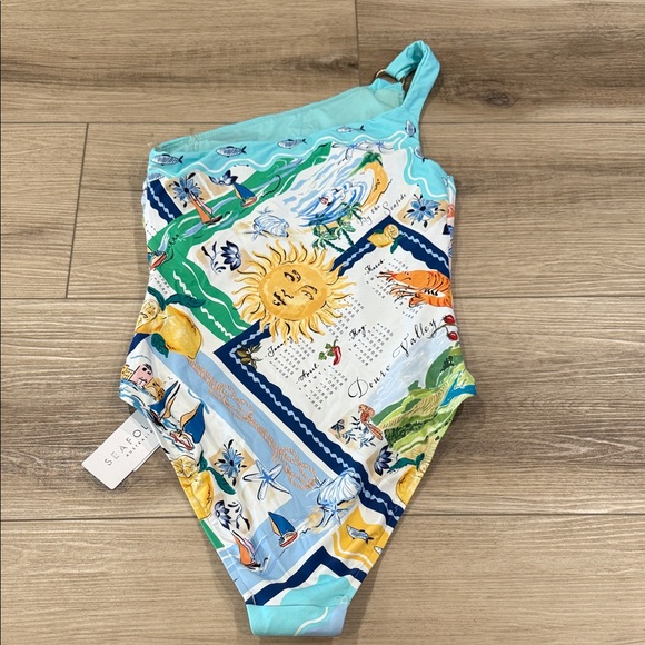 Seafolly Kids Swim One-Piece - Aqua and Pastel - Picture 5 of 5